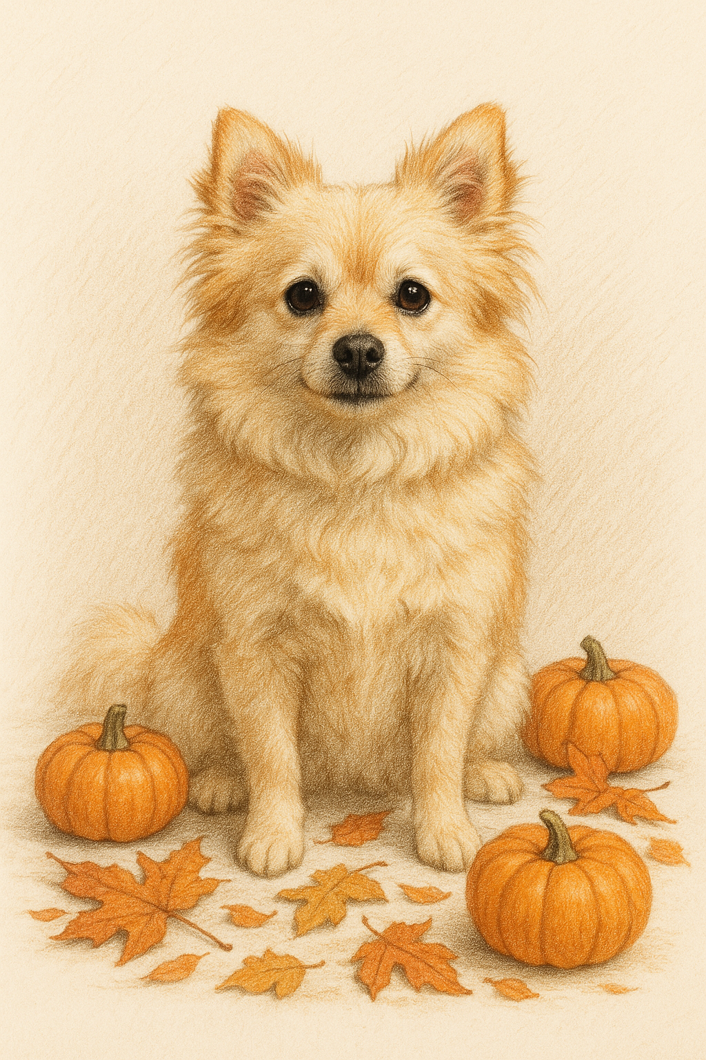 🎃 Halloween Special: Custom Pet Portrait in Colored Pencil with Pumpkins – Just £6