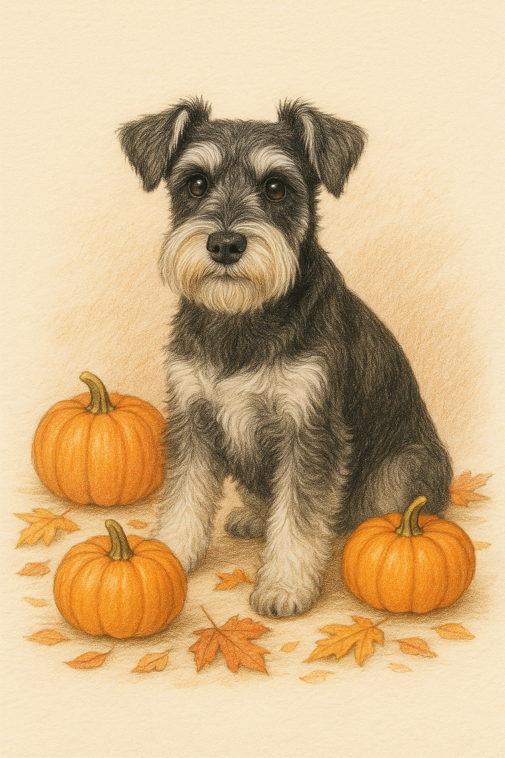 🎃 Halloween Special: Custom Pet Portrait in Colored Pencil with Pumpkins – Just £6