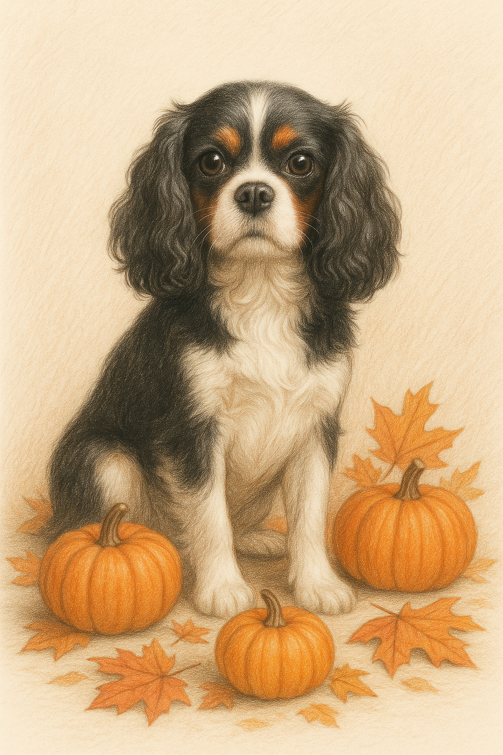 🎃 Halloween Special: Custom Pet Portrait in Colored Pencil with Pumpkins – Just £6