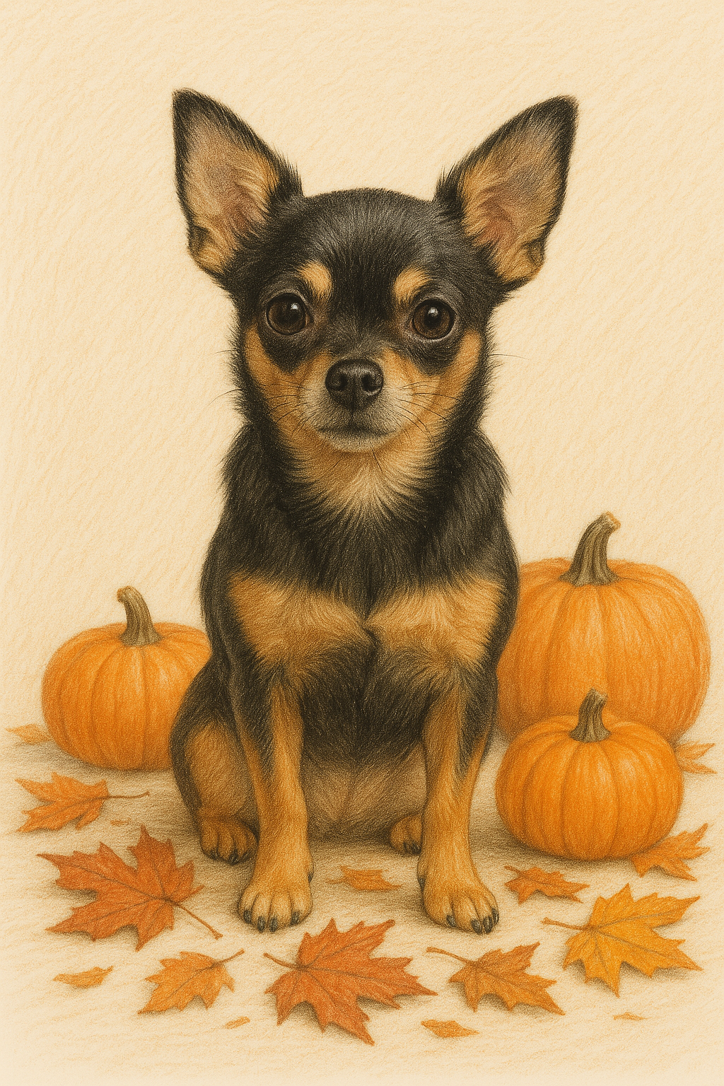 🎃 Halloween Special: Custom Pet Portrait in Colored Pencil with Pumpkins – Just £6