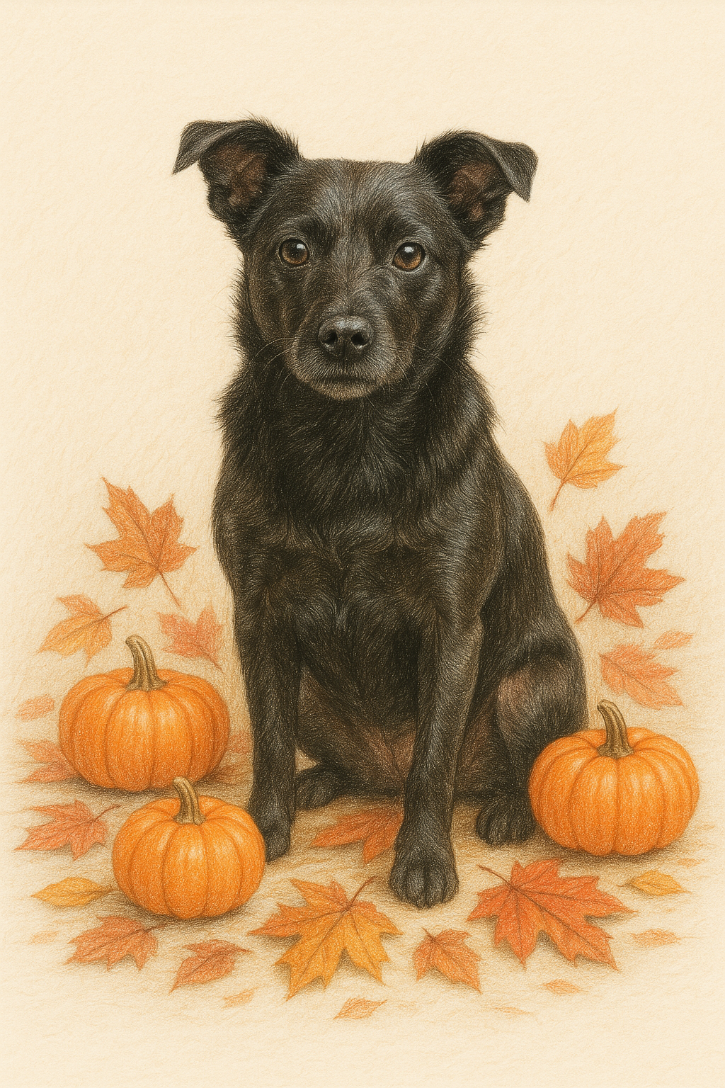 🎃 Halloween Special: Custom Pet Portrait in Colored Pencil with Pumpkins – Just £6