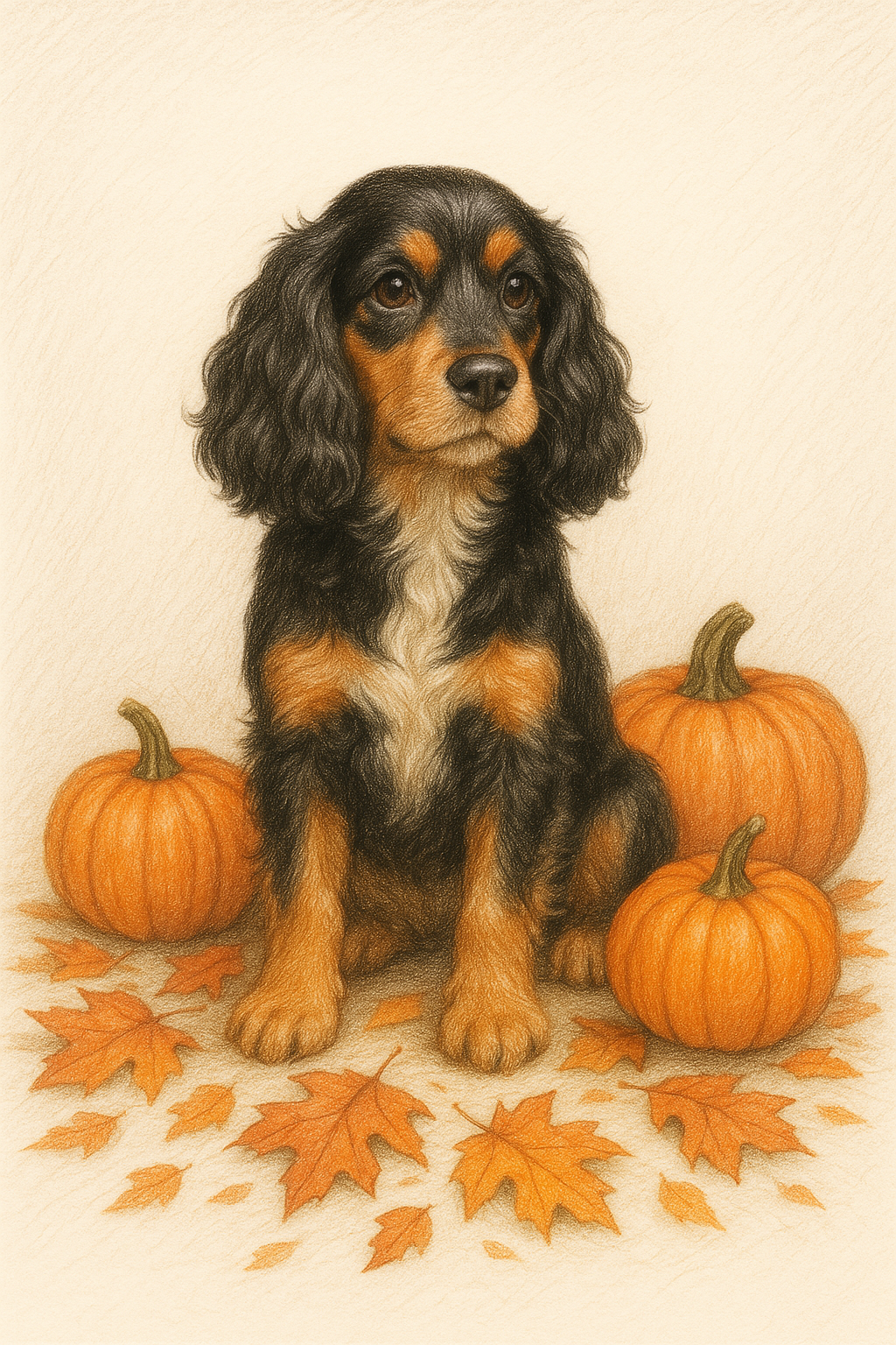 🎃 Halloween Special: Custom Pet Portrait in Colored Pencil with Pumpkins – Just £6