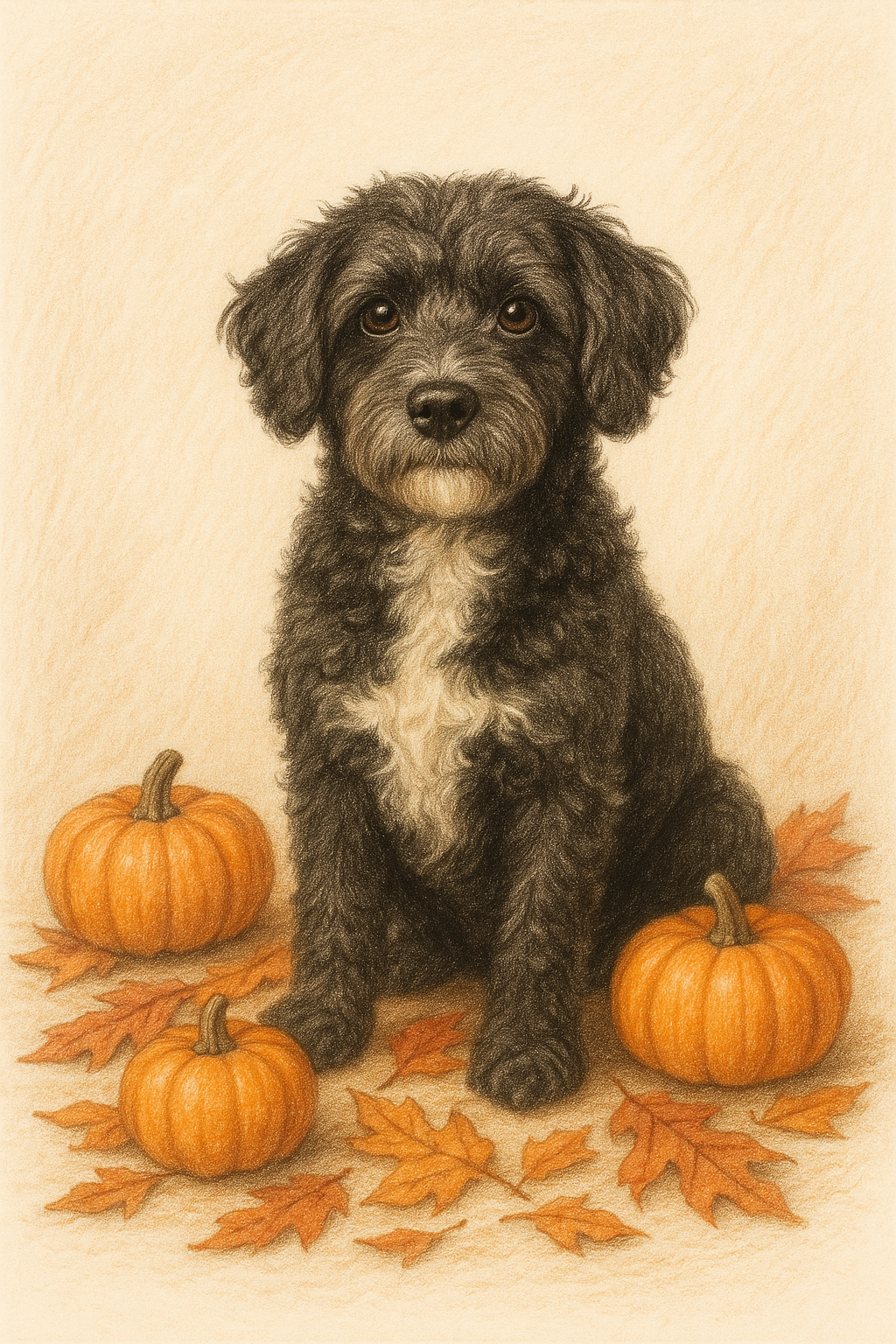 🎃 Halloween Special: Custom Pet Portrait in Colored Pencil with Pumpkins – Just £6