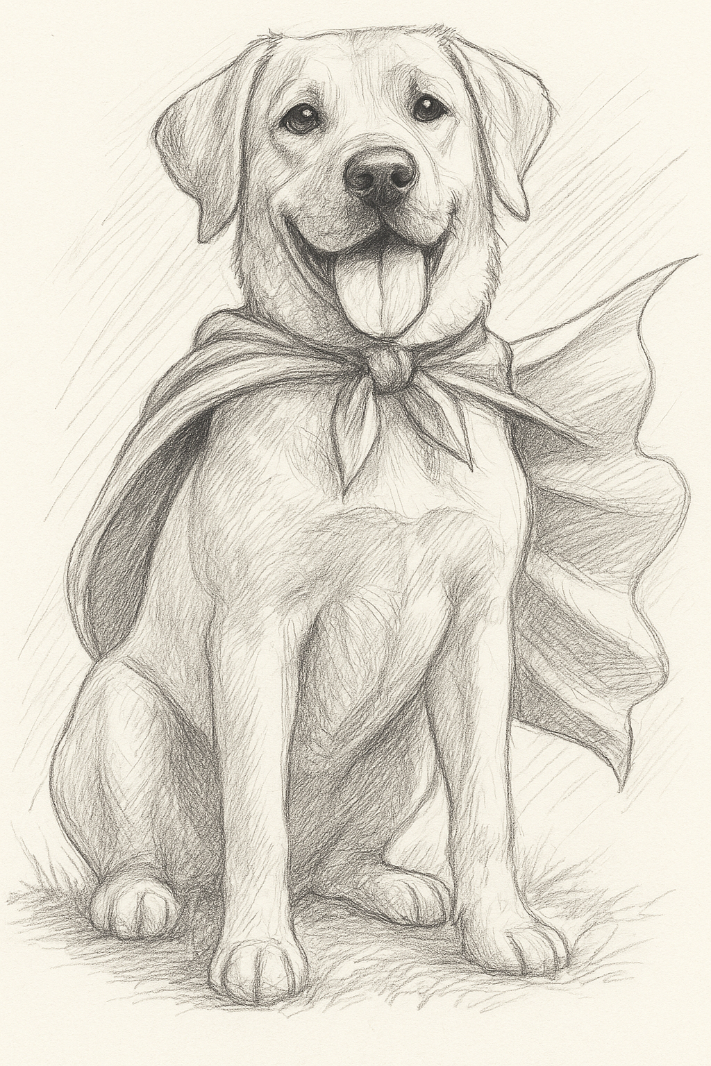 Heroic Hound – Custom Superhero Pet Pencil Portrait