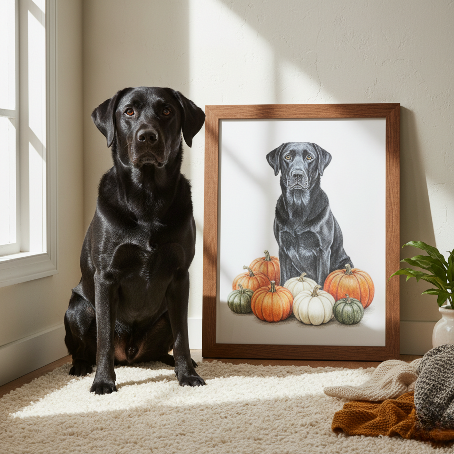 🎃 Halloween Special: Custom Pet Portrait in Colored Pencil with Pumpkins – Just £6