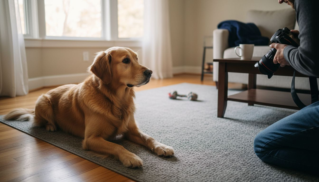 Pet sitting during photo session at home