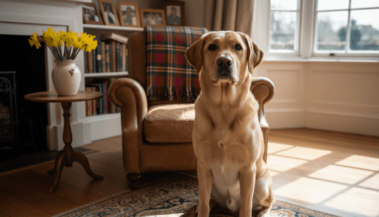 Labrador Retriever in British living room for portrait