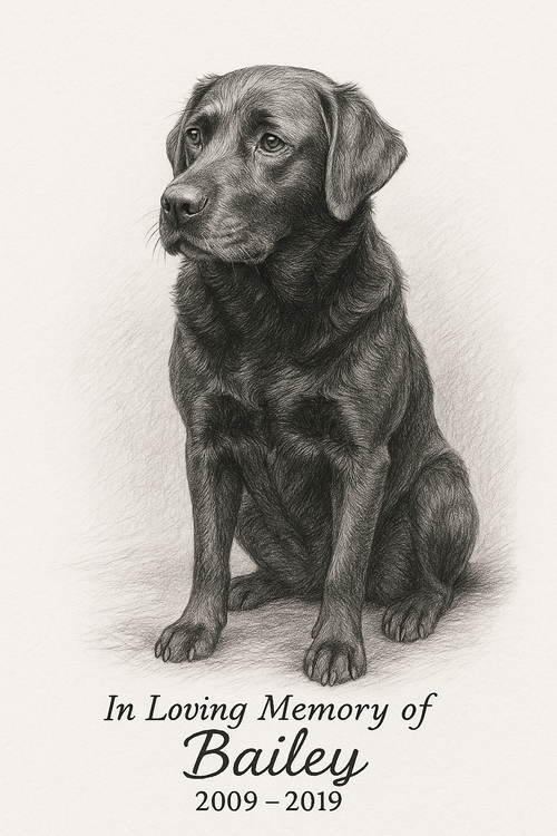 Forever in Our Hearts – Custom Memorial Pet Pencil Portrait