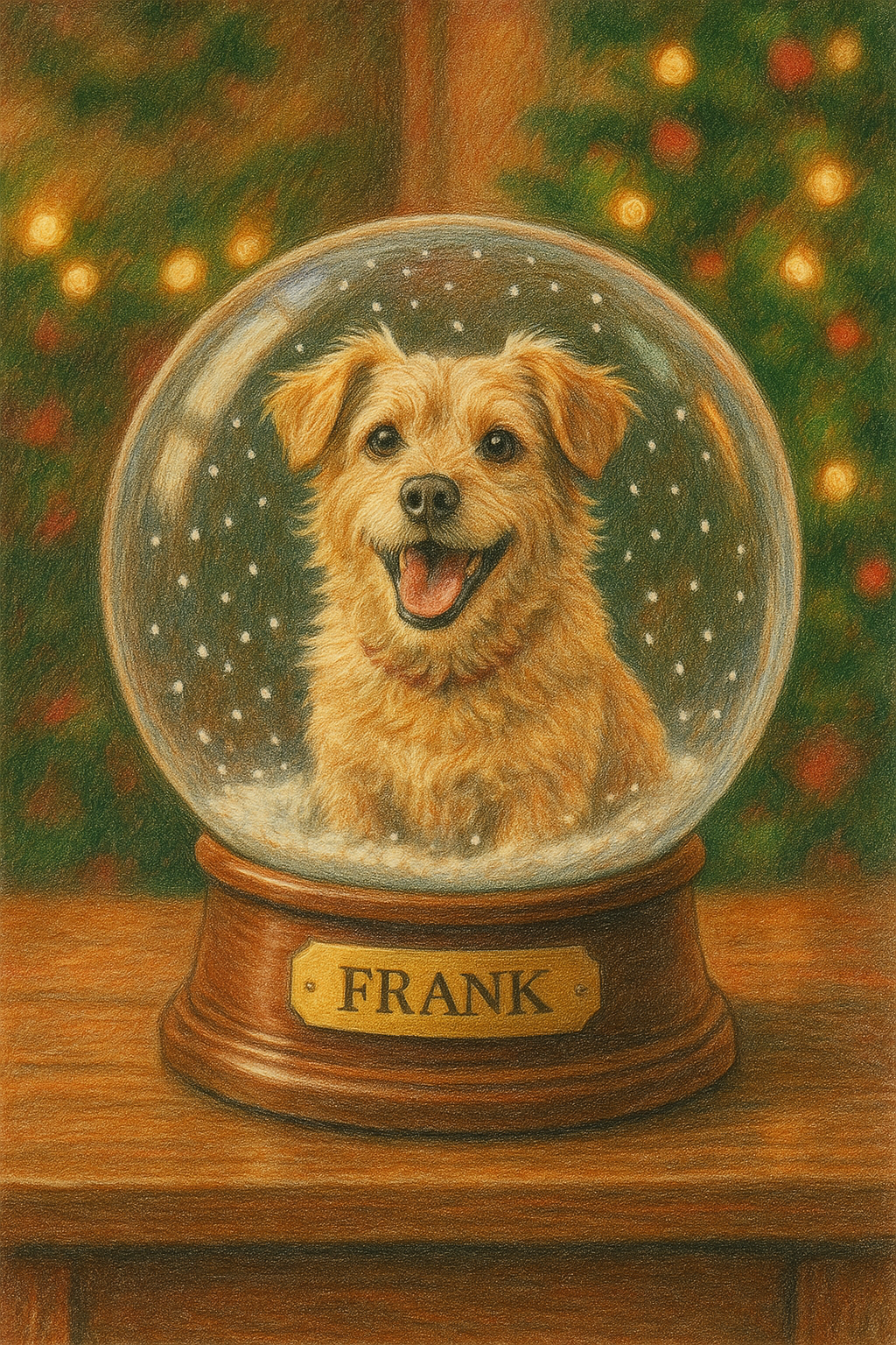 Luxury Christmas Pet Portrait – Your Dog Illustrated Inside a Festive Snow Globe