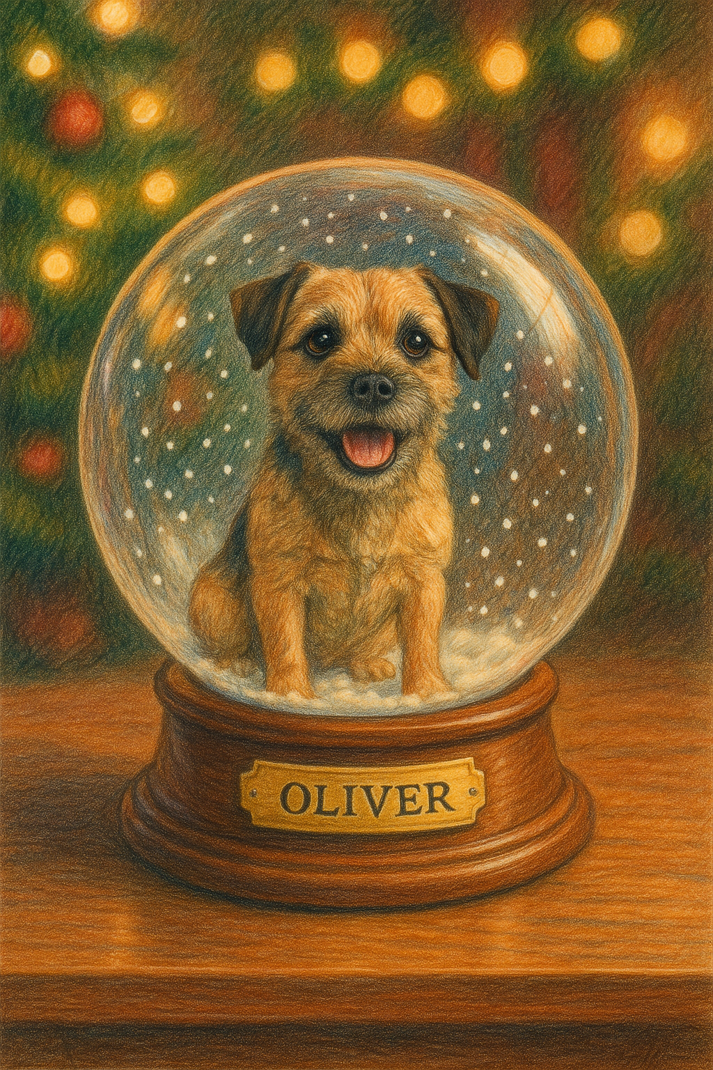Luxury Christmas Pet Portrait – Your Dog Illustrated Inside a Festive Snow Globe