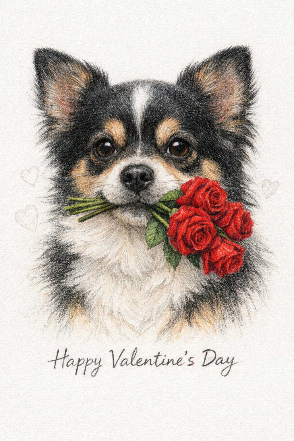 Happy valentines colour pencil roses