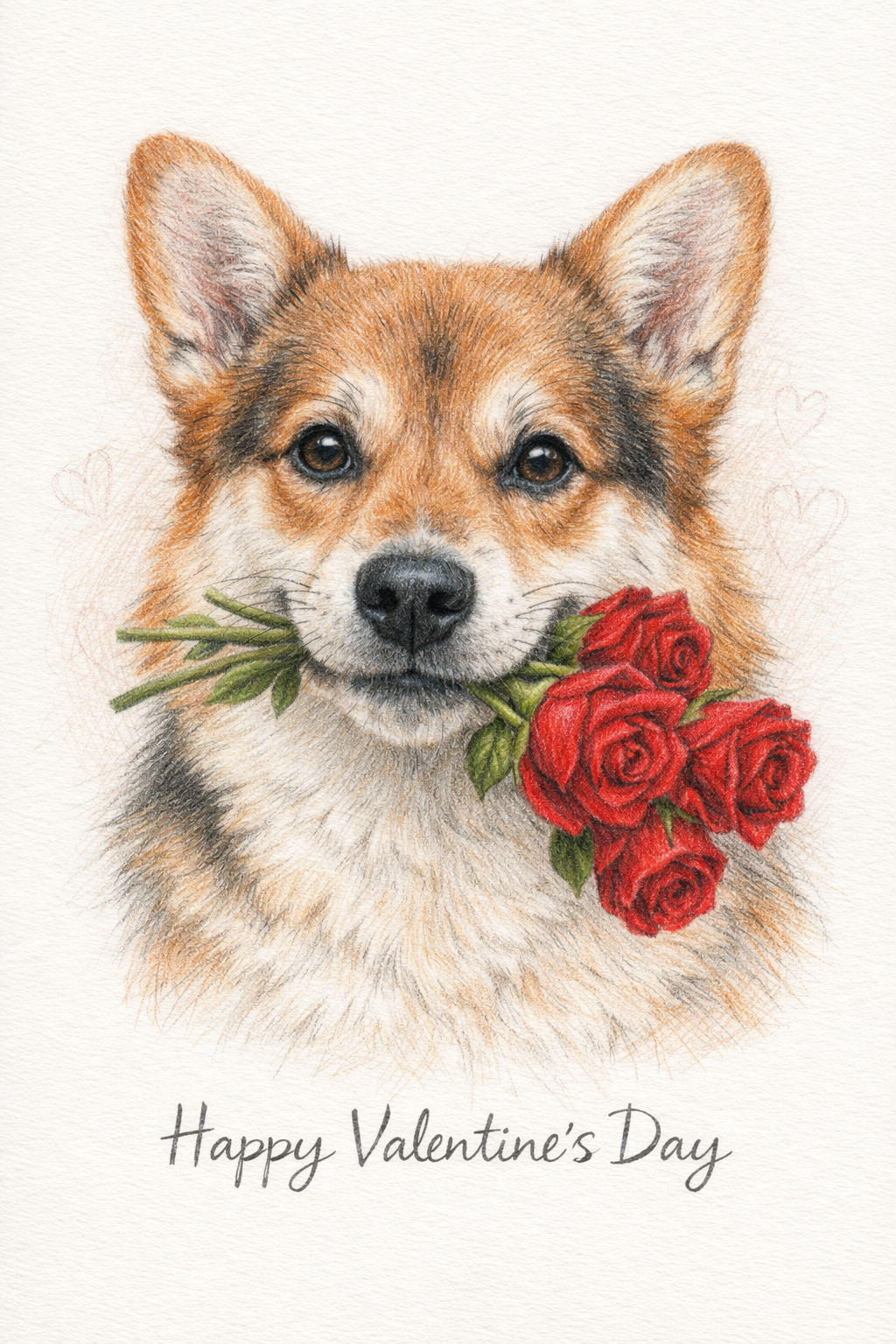 Happy valentines colour pencil roses