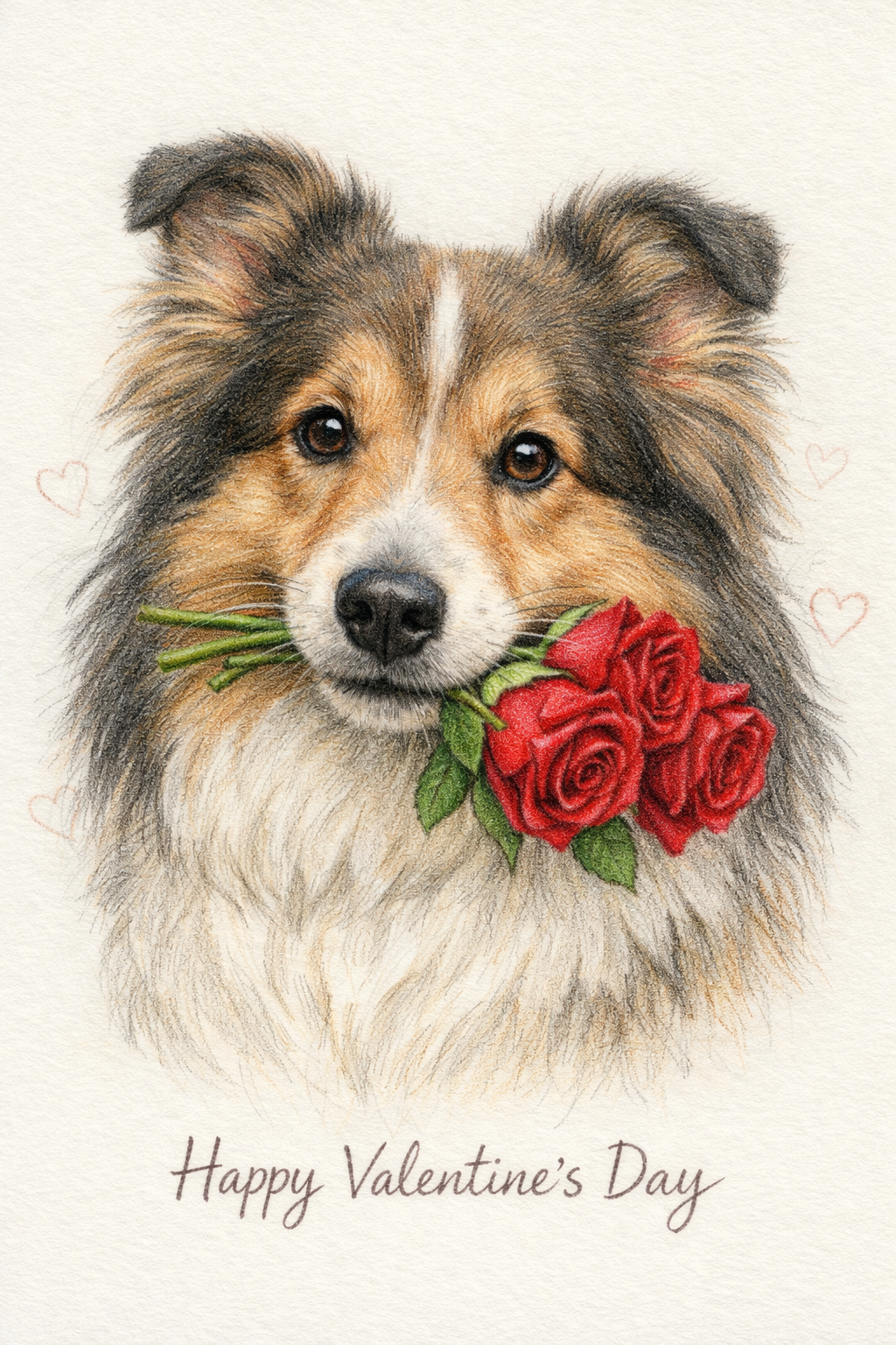 Happy valentines colour pencil roses