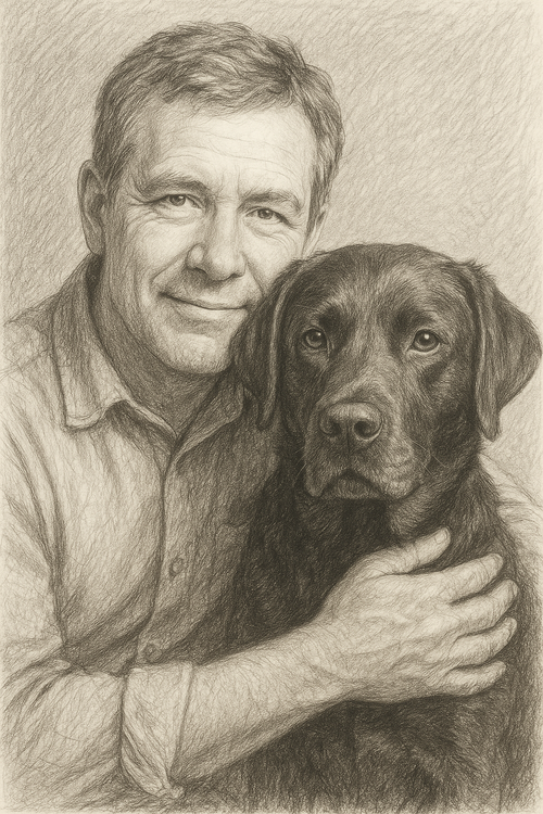 Human & Pet Portrait | Custom Dog Owner Art